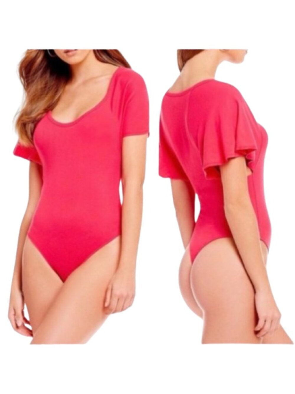 Free People Byron Ribbed Flutter Sleeve Bodysuit XS